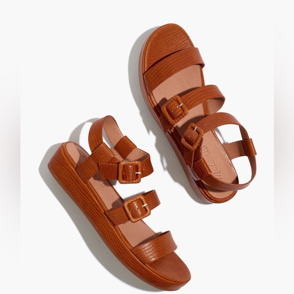 The Robin Platform Sandal in Lizard Embossed Leather 7.5